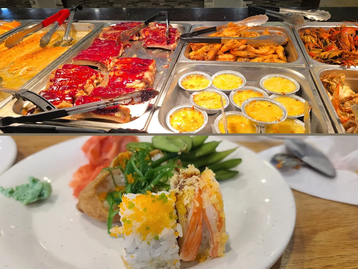 Counter service area with plated Asian fare.
