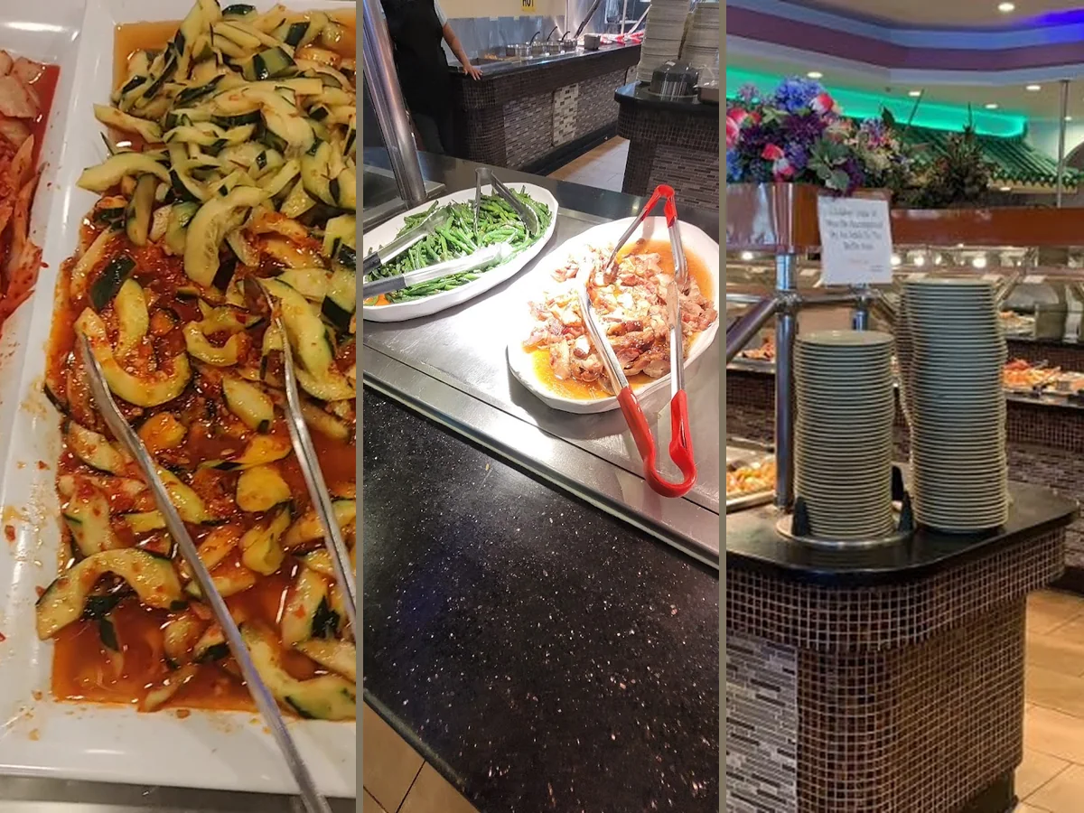 Counter service area with plated Asian fare.