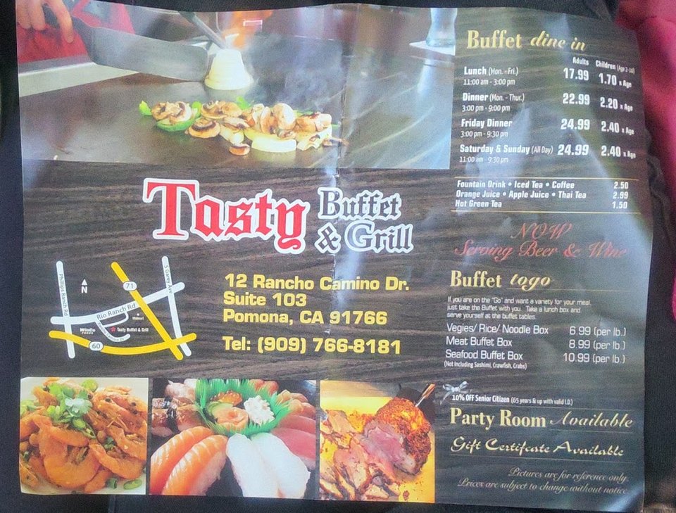 Sushi and Chinese selections on a restaurant menu.